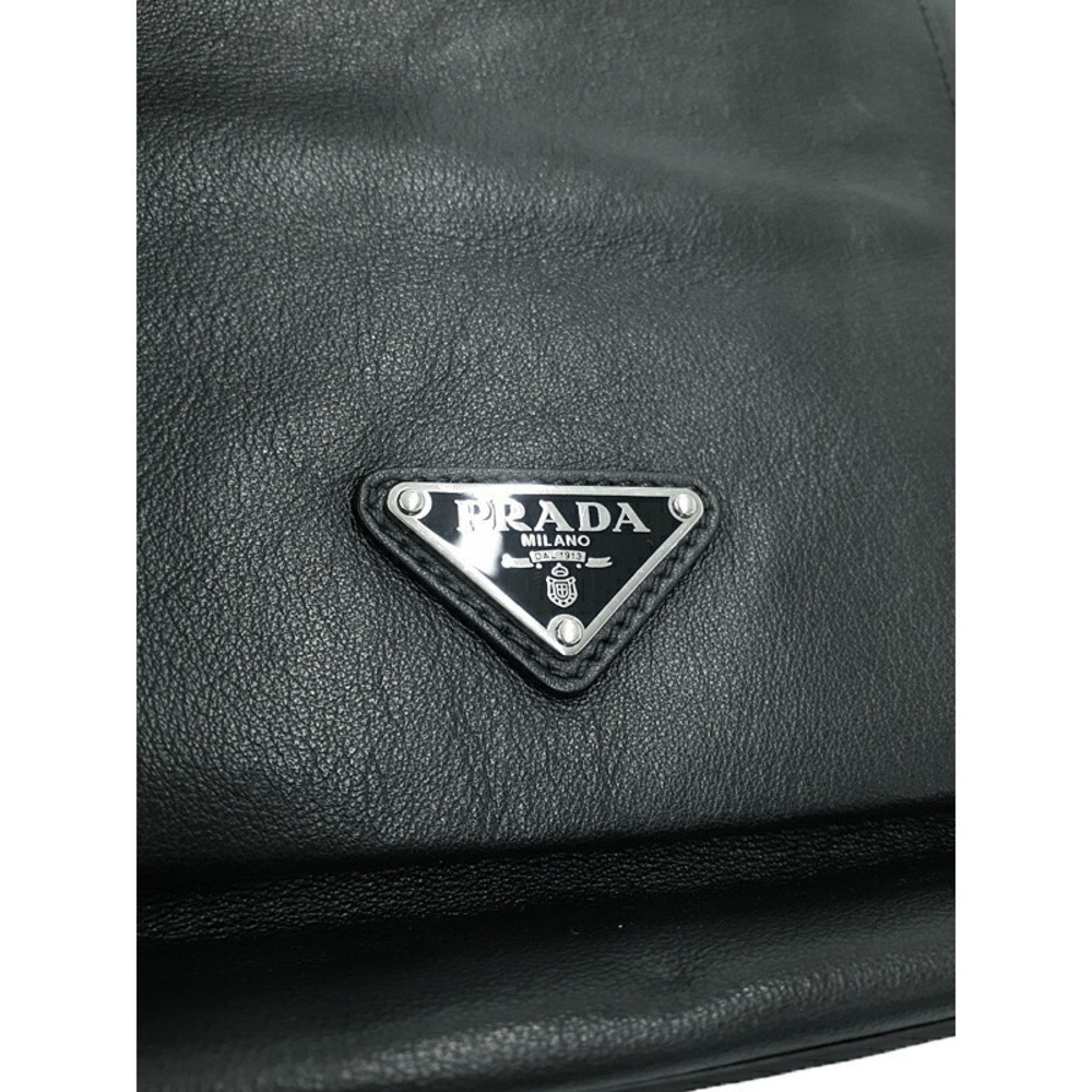 Prada leather shoulder bag Saffiano Leather Flap Black - Picture 8 of 9